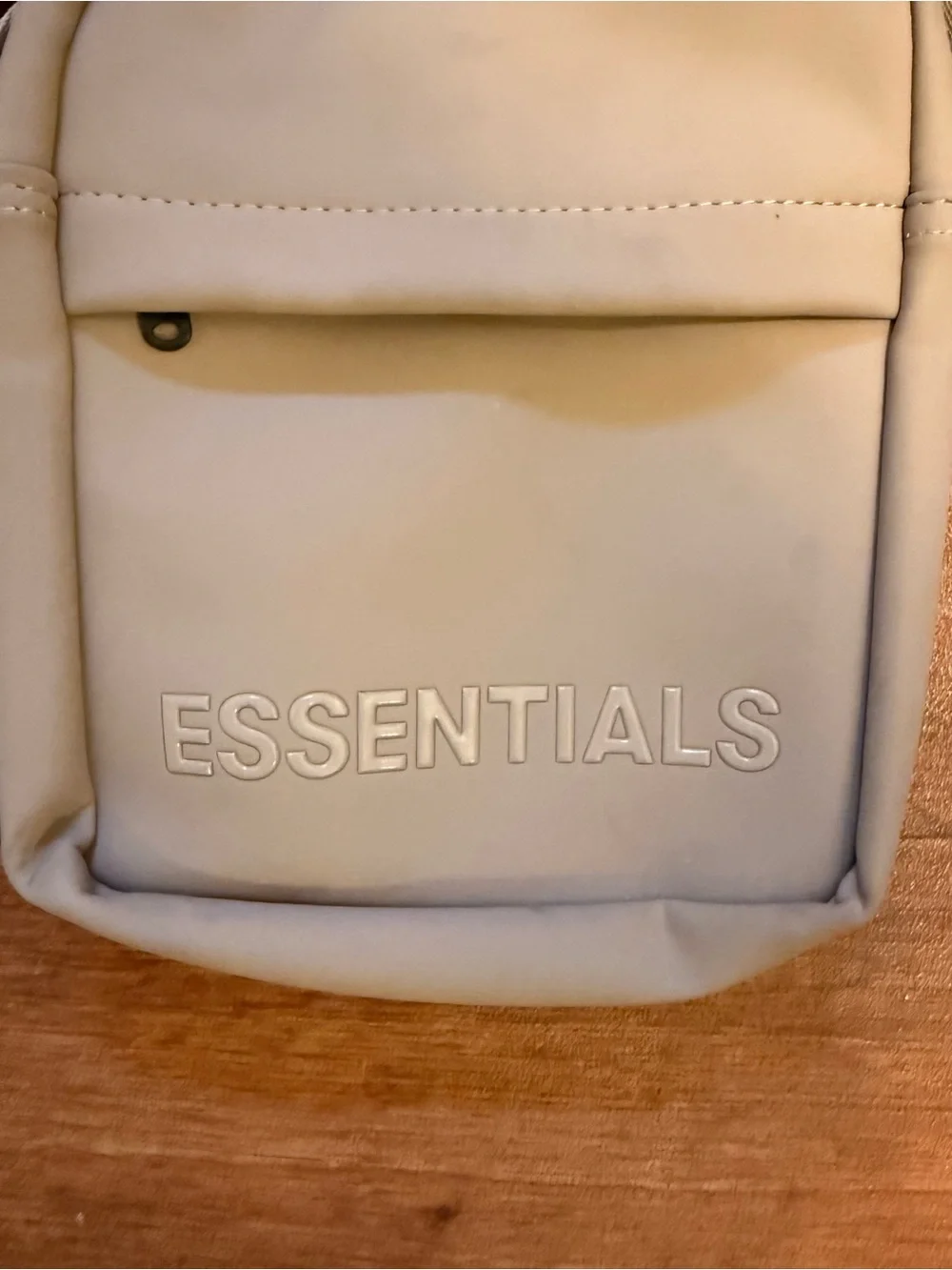 Essentials Small Messenger Bag in Light Beige with Branded Strap